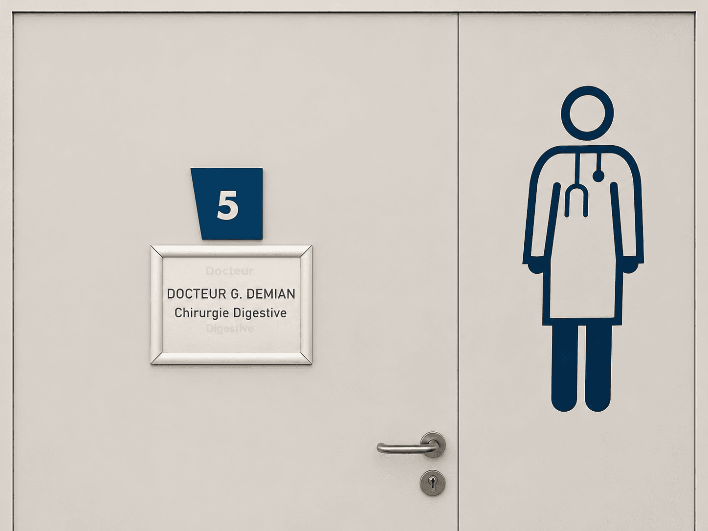 Porte du cabinet de consultation — Docteur G. Demian, salle 5
